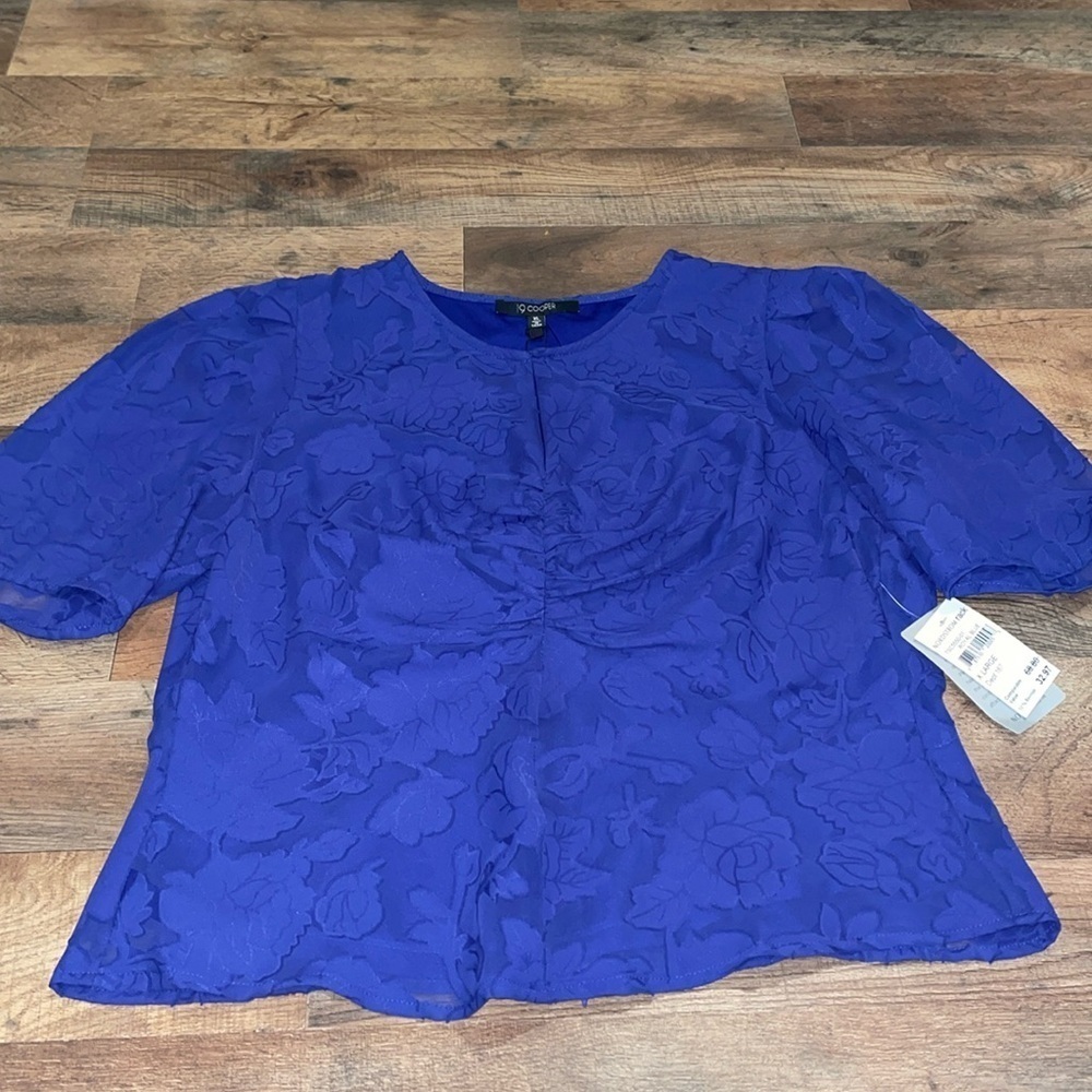 19 Cooper Royal Blue Short Sleeve Blouse.  Size‎ XL.